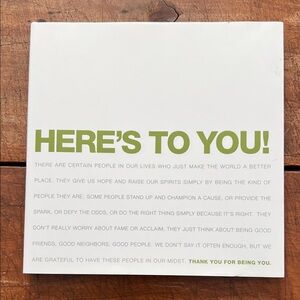 Hardcover Gift / Book Full of Inspirational Quotes and Toasts.  “Here’s To You!”